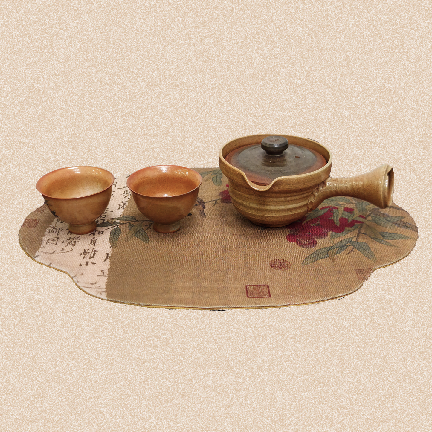 Чайное полотно "Воробьи на ветке восковницы", 25x35 см