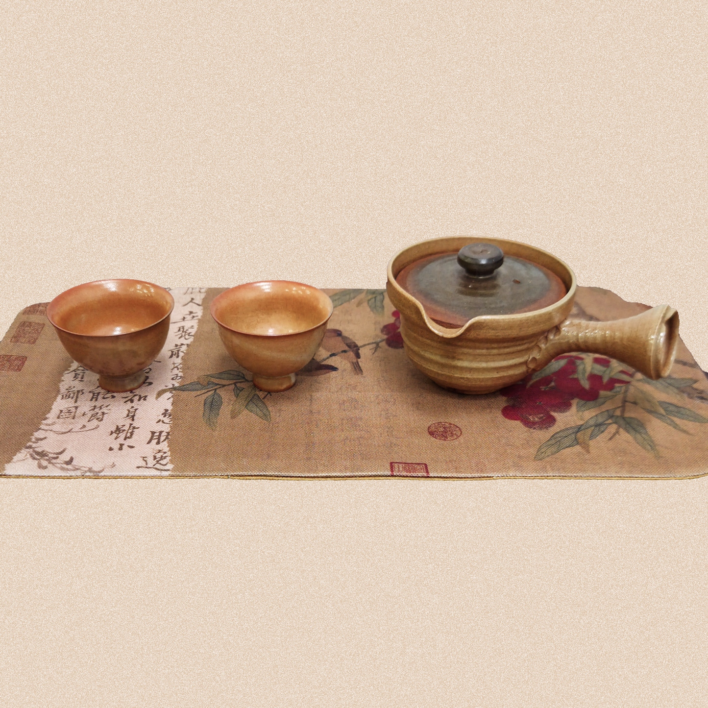 Чайное полотно "Воробьи на ветке восковницы", 20x40 см